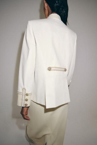 Zara ZW COLLECTION FIREMAN CLASP JACKET - White