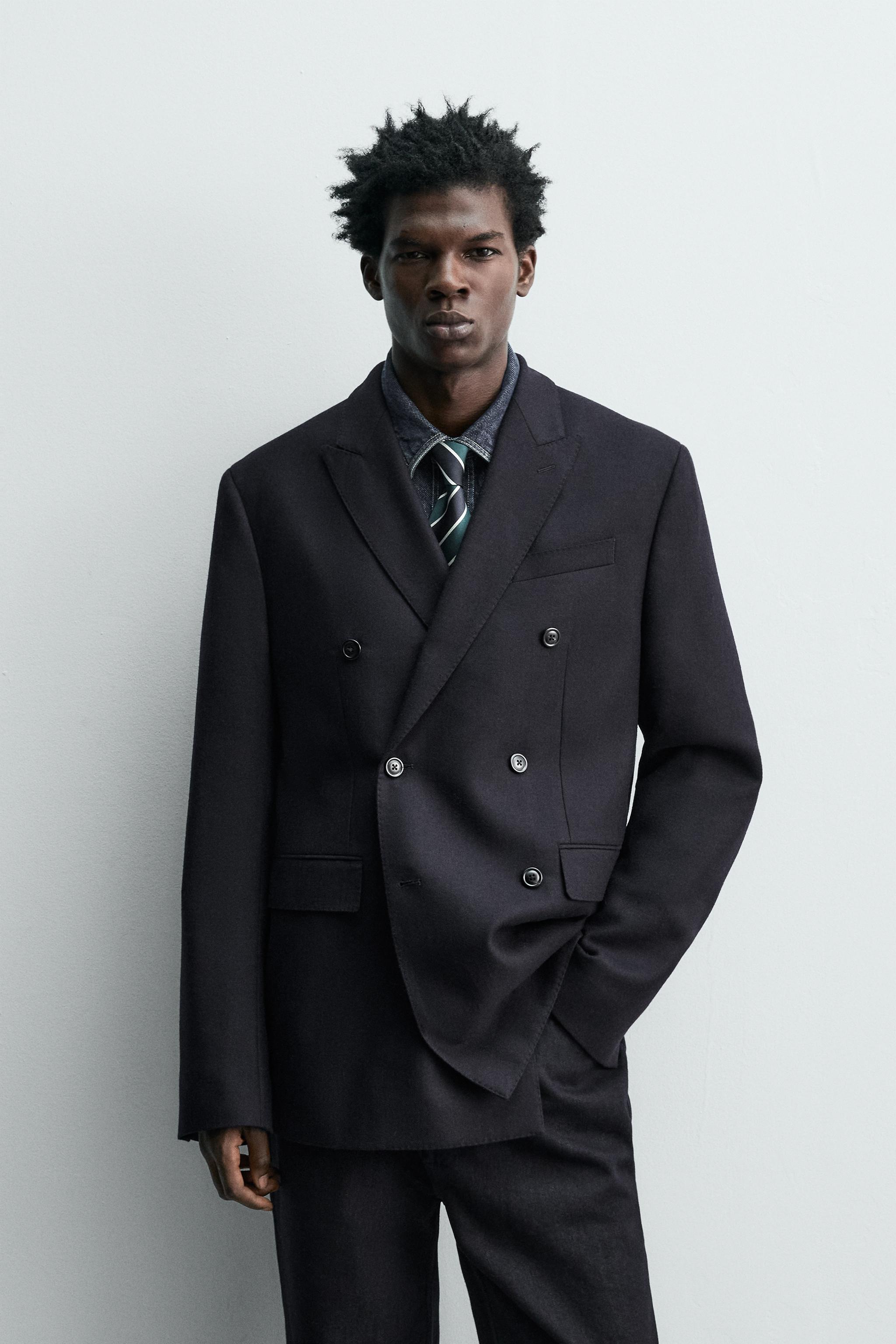 DOUBLE BREASTED 100% WOOL FLANNEL BLAZER