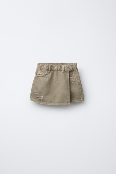 FALDA BERMUDA DENIM - Khaki de Zara