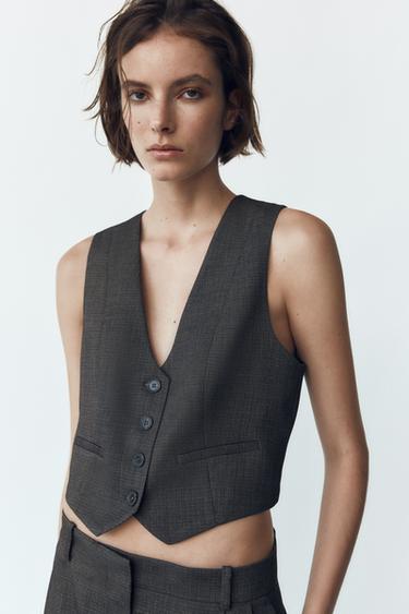 Zara TAILORED VEST - Taupe gray