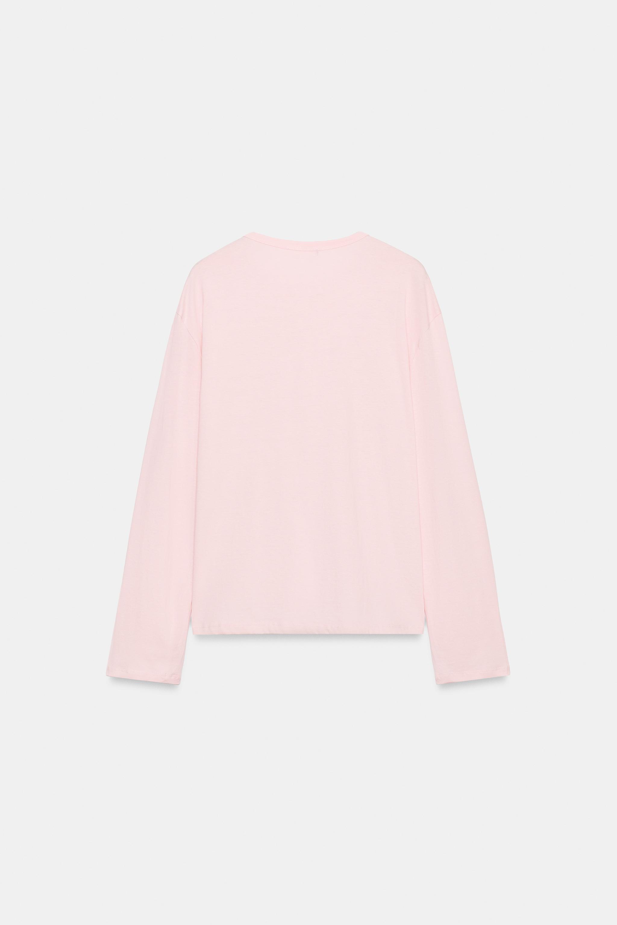 Женские футболки Zara HENLEY T-SHIRT WITH POCKETS — фото 6