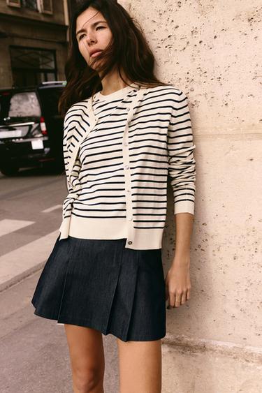 STRIPED KNIT CARDIGAN - striped by Zara