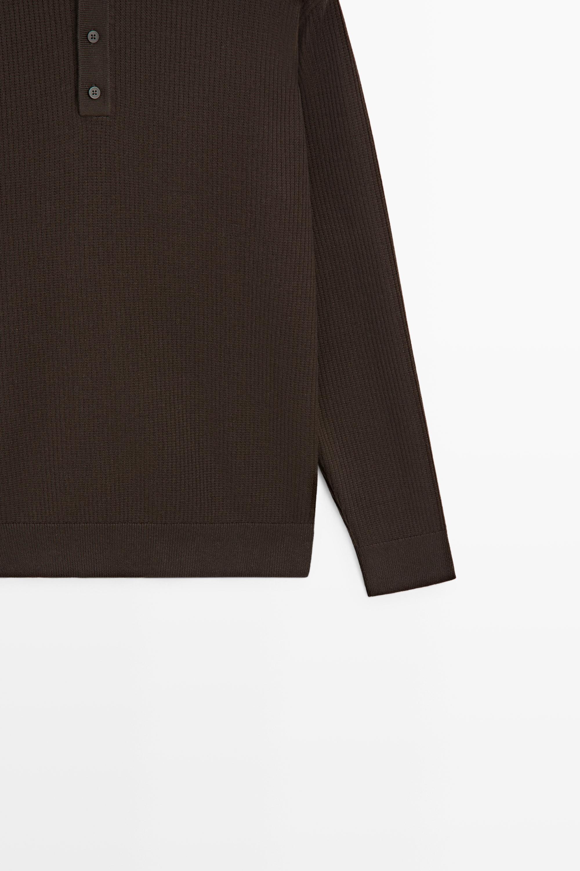 Button-detail polo knit sweater