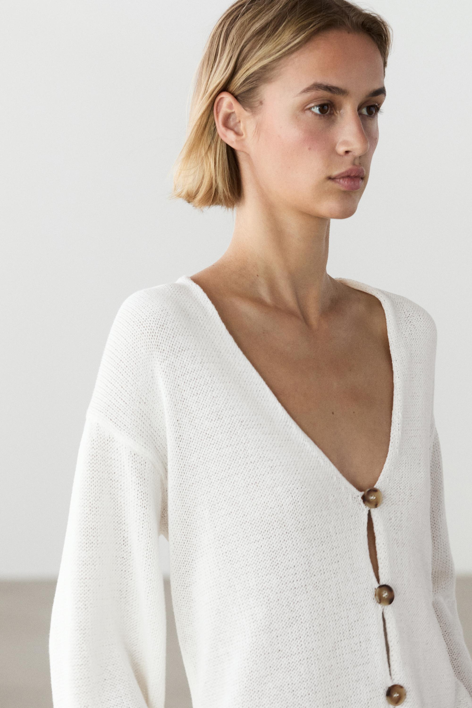 Cardigan long en maille à col V