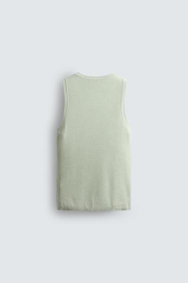 TEXTURED KNIT TANK TOP - Light blue by Zara - Image 7
