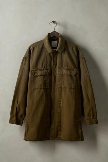 WASHED CANVAS OVERSHIRT X SR_A - Olive green by Zara - Image 0
