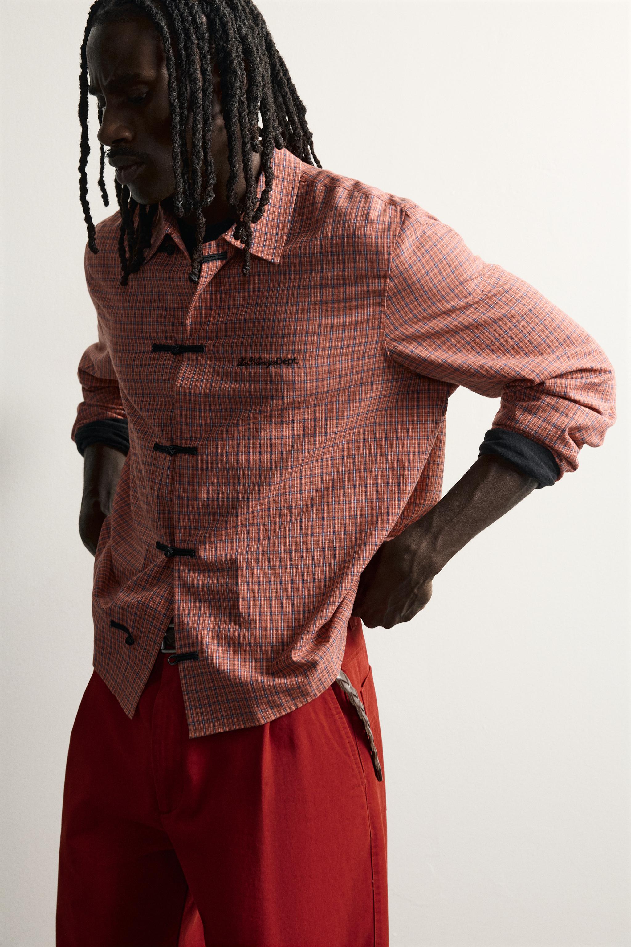 CHECKED FROG FASTENING SHIRT