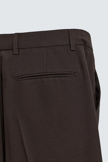 WOOL BLEND FLARE FIT SUIT TROUSERS - Brown by Zara - Image 7