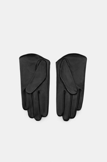 GUANTES PIEL LAZADA - Negro de Zara