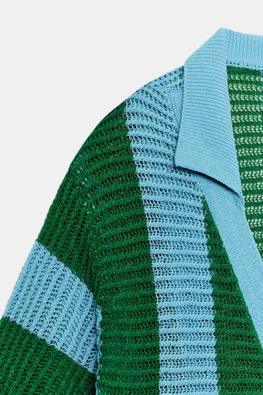 POLO EN MAILLE À RAYURES - rayures de Zara - Image 5