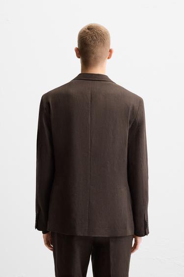 BLAZER COSTUME 100 % LIN - Marron foncé de Zara - Image 2