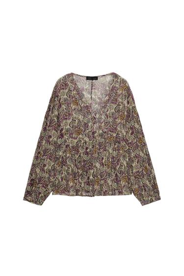 PRINTED BLOUSE WITH METALLIC THREAD - Multicoloured by Zara - Image 0