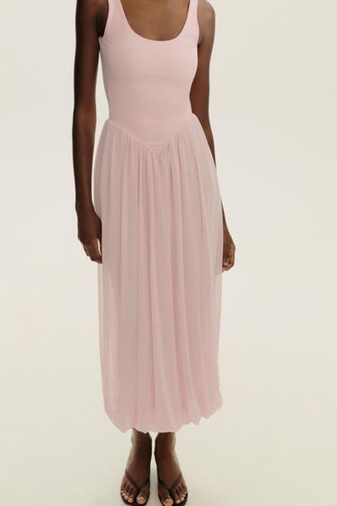 CONTRAST TULLE DRESS - Pale pink by Zara - Image 2