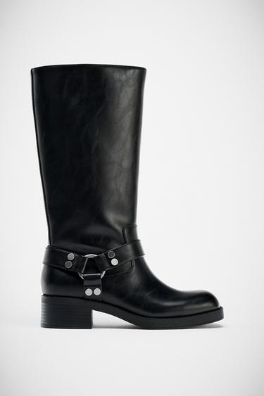 Zara BIKER BOOTS - Black