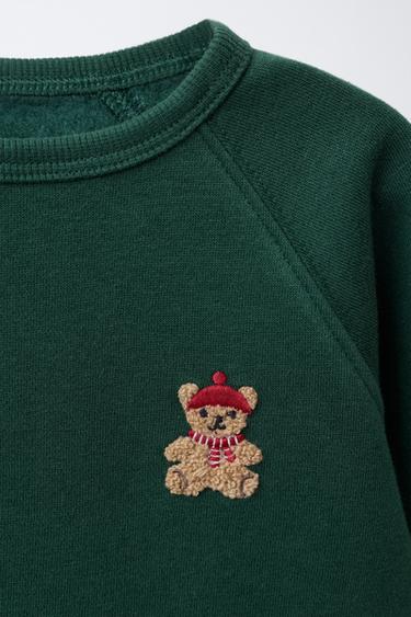 TERRY PATCH SWEATSHIRT AND JOGGER TROUSERS SET - Mid-green by Zara - Image 2