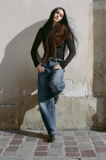 JEANS BARREL TRF MIT HOHEM BUND - Marineblau von Zara
