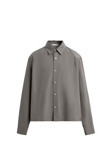 BOXY FIT CHECK SHIRT - Brown / Taupe by Zara