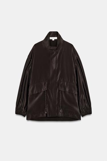 Zara JAKNA S VISOKIM OVRATNIKOM I PODESIVIM STRUKOM – Smeđa