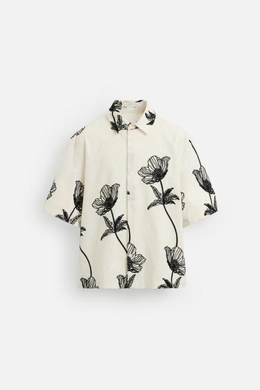 CHEMISE BRODERIES CONTRASTE - blanc de Zara - Image 7