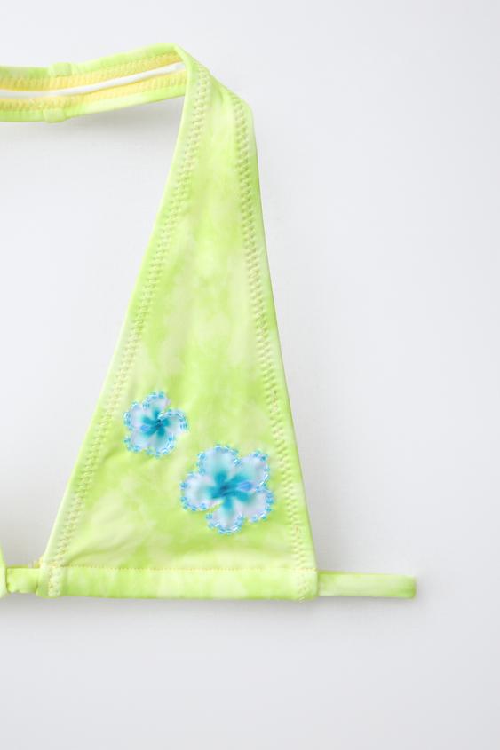 6-14 ANS/ BIKINI TIE DYE HIBISCUS - Vert lime fluo de Zara - Image 2