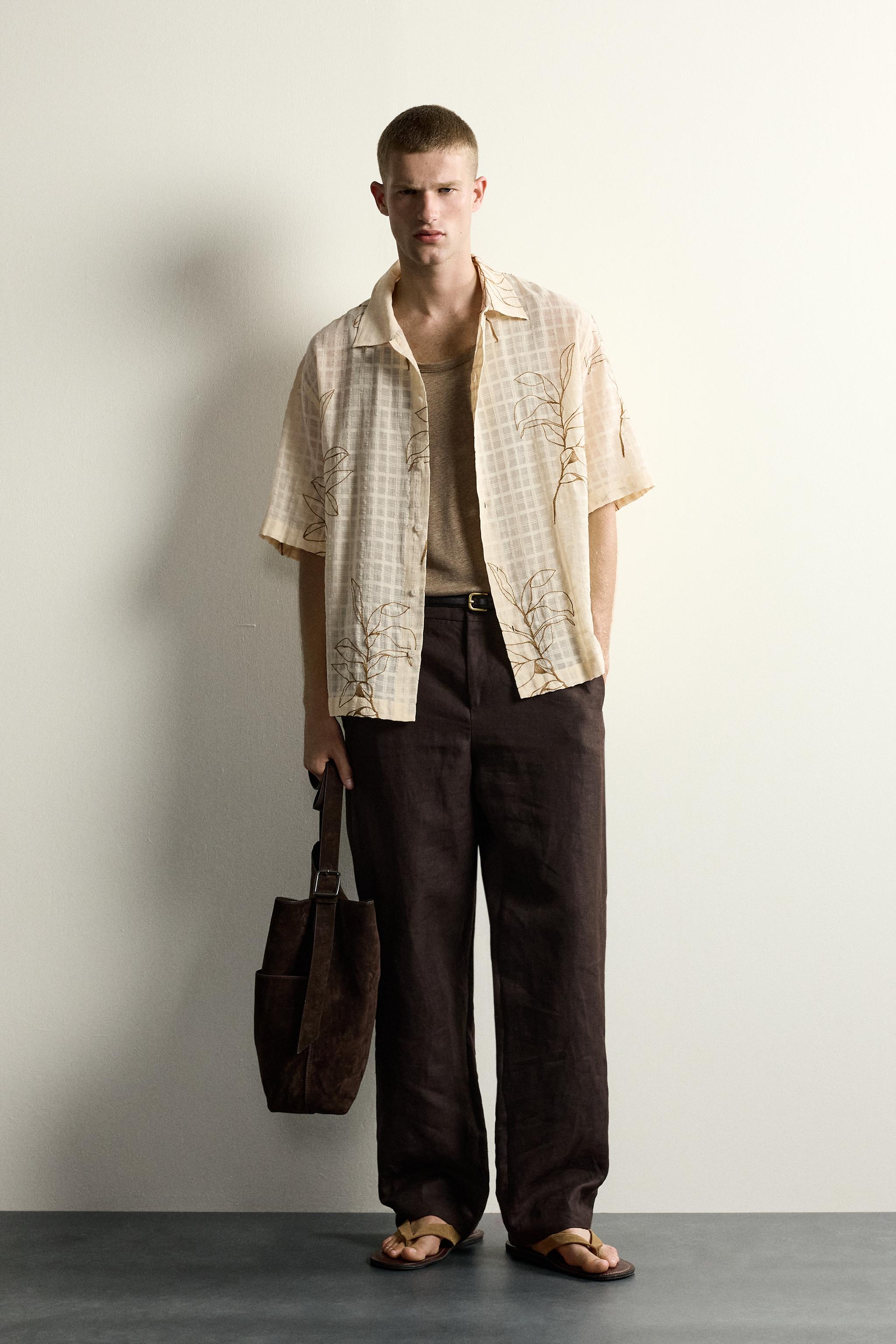 LEAF EMBROIDERED JACQUARD SHIRT