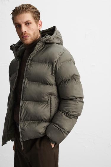 CAZADORA ACOLCHADA CAPUCHA - Khaki claro de Zara