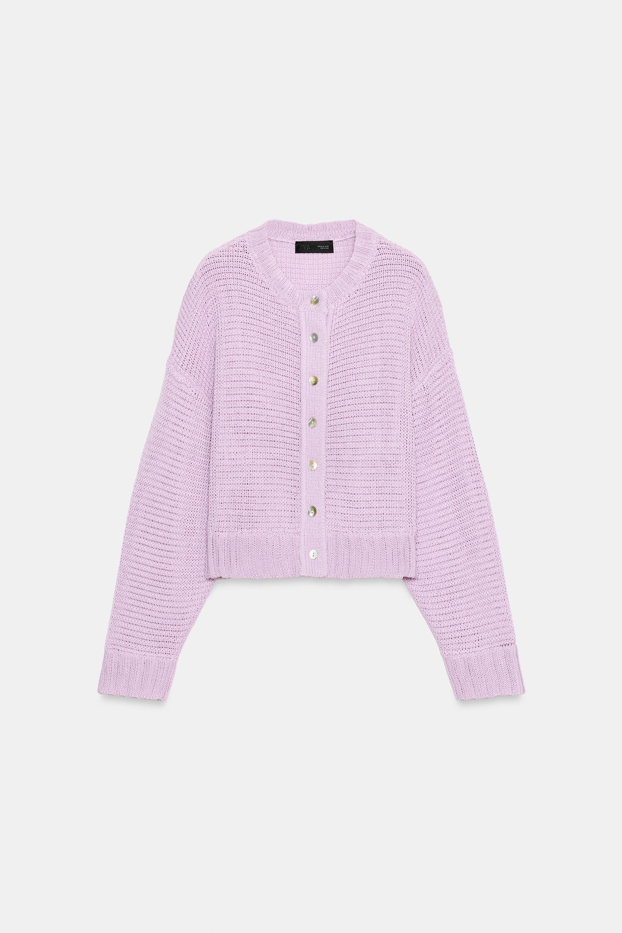 CHUNKY KNIT CARDIGAN - Lilac | ZARA United States