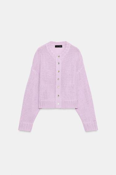 GILET EN GROSSE MAILLE - Lilas de Zara - Image 5