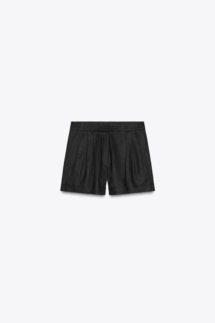 LINEN DARTED SHORTS Black ZARA South Africa