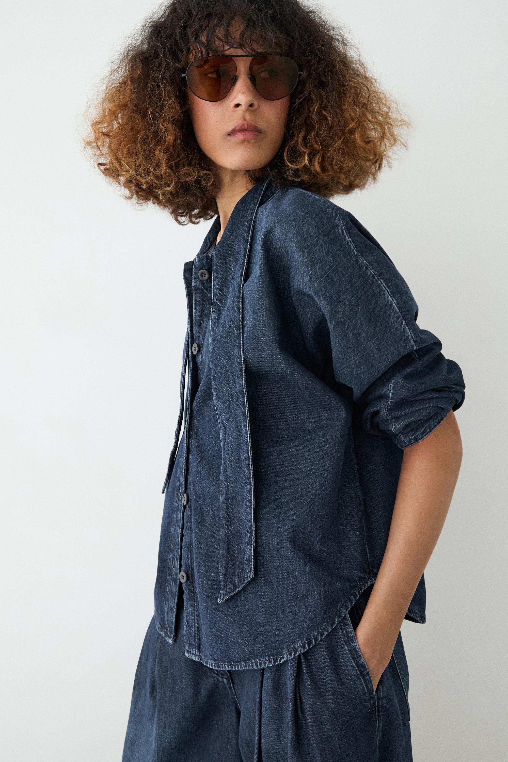 Denim shirt with collar detail