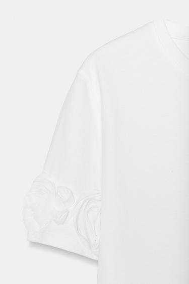 VOLUMINOUS FLORAL T-SHIRT - White by Zara - Image 6