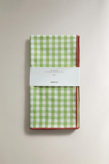 LOT TORCHONS CARREAUX (LOT DE 2) - Vert de Zara - Image 4