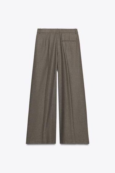 WIDE-LEG TROUSERS WITH DARTS ZW COLLECTION - brown vigore by Zara - Image 3