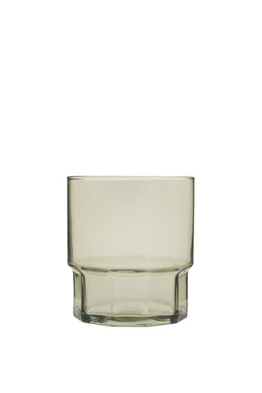 GLASS WITH FACETED BASE - Green by Zara