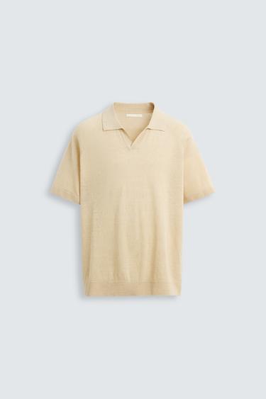 POLO PUNTO 100% LINO - Amarillo pastel de Zara