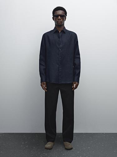 Camisa slim fit 100% lino - Marino de Zara - Imagen 0