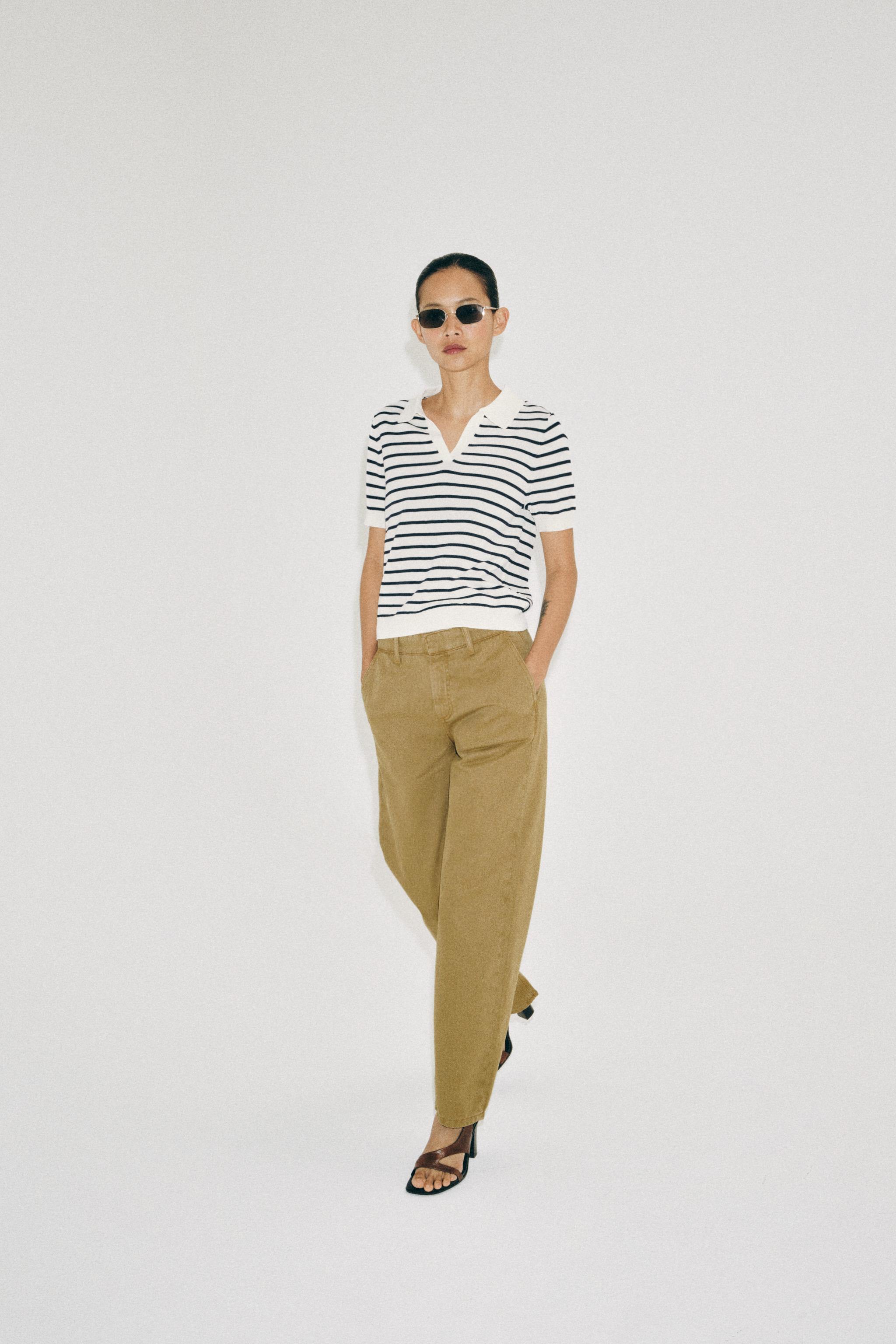 Zara KISA KOLLU ÇİZGİLİ TRİKO POLO