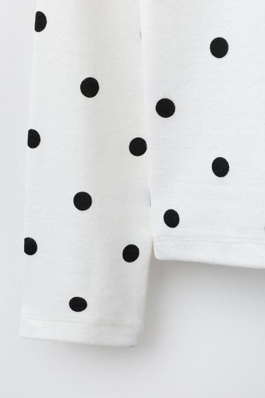 T-SHIRT À POIS AVEC MODAL - Blanc de Zara - Image 3