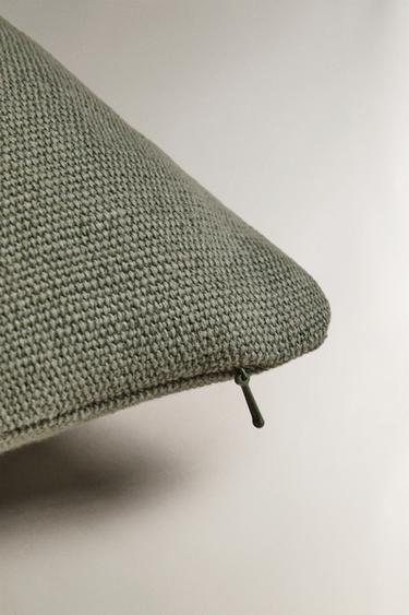 HOUSSE DE COUSSIN EN JUTE ET COTON - Vert de Zara - Image 3