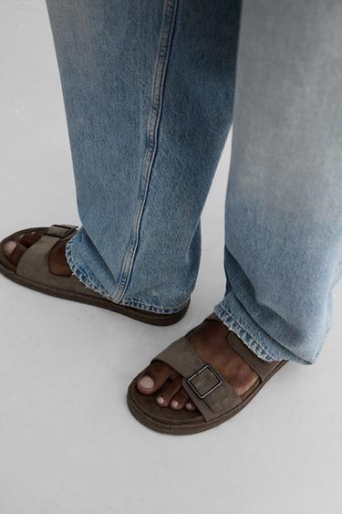 DOUBLE STRAP LEATHER SANDALS - 1-832 by Zara