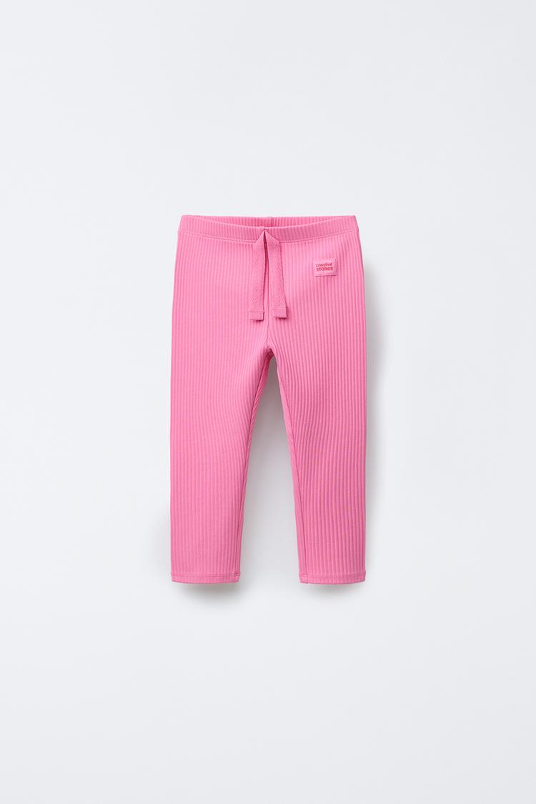 RIBBED TAG LEGGINGS Mid-pink ZARA Canada