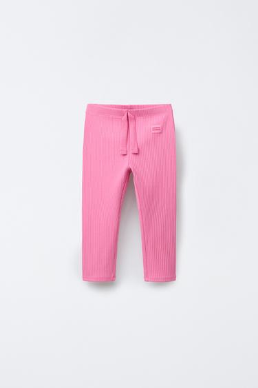 RIBBED LEGGINGS WITH LABEL - Mid-pink by Zara - Image 0