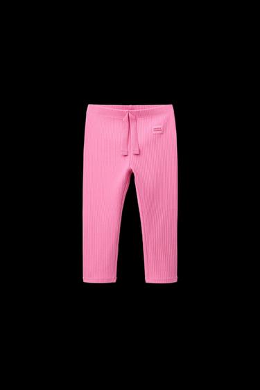 RIBBED LEGGINGS WITH LABEL DETAIL - Mid-pink by Zara - Image 0