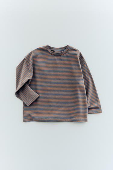 STRIPED T-SHIRT - Brown-Blue by Zara