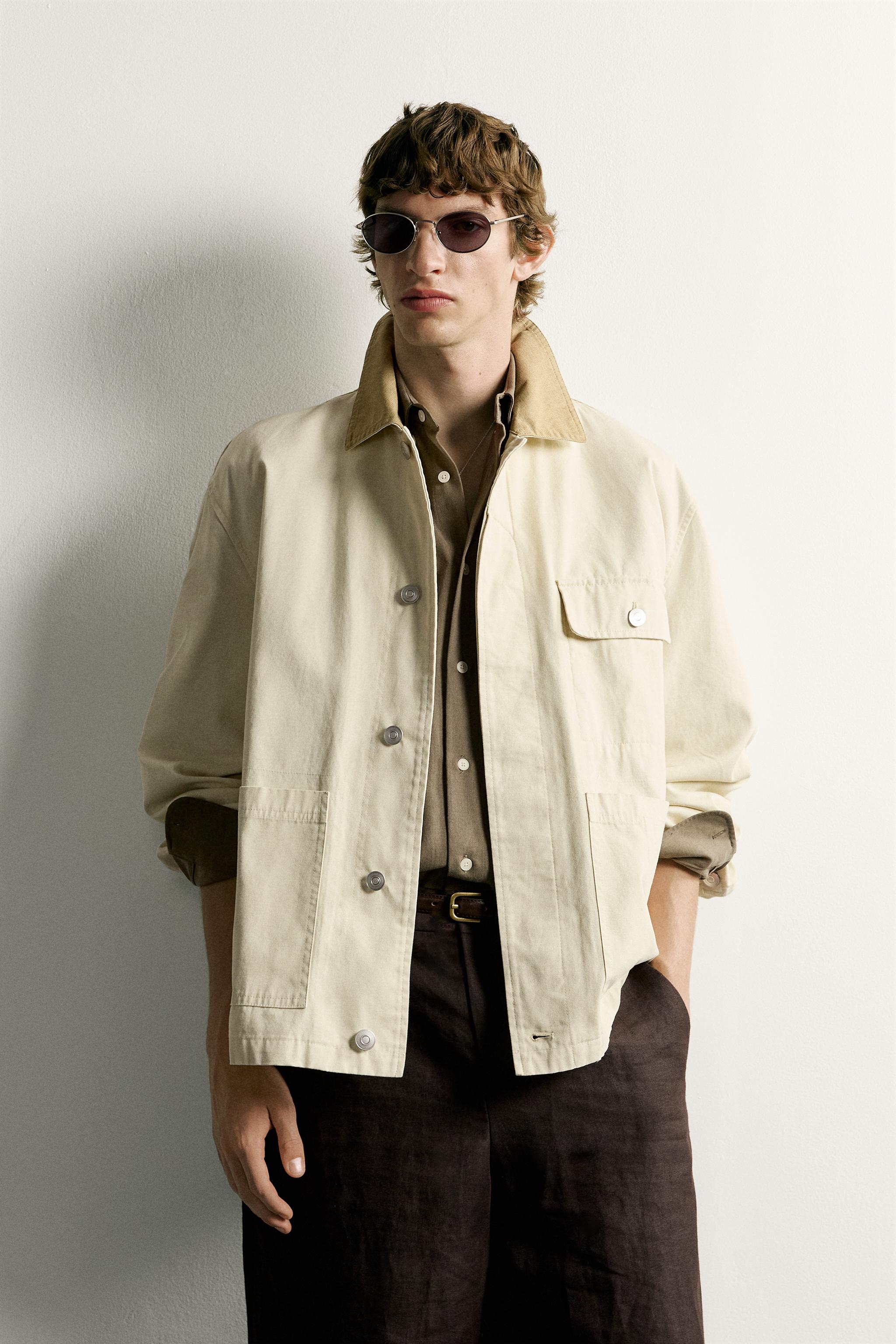RELAXED FIT CONTRAST COLLAR JACKET