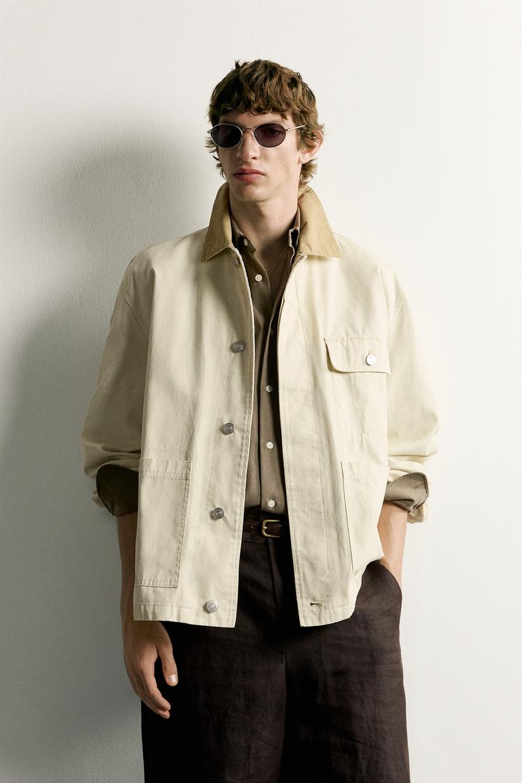 Chaqueta de corte relajado con cuello contrastante 2