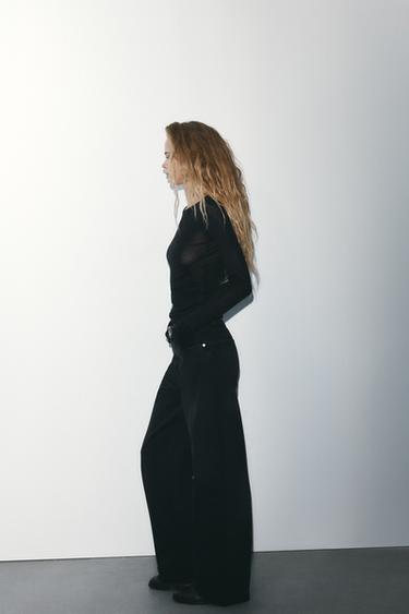 JEANS TRF EXTRA WIDE LEG TAILLE HAUTE - Noir de Zara - Image 4