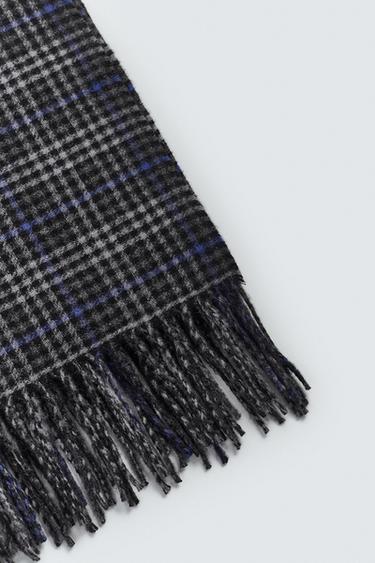 ÉCHARPE À CARREAUX ET FRANGES - Gris foncé de Zara - Image 2