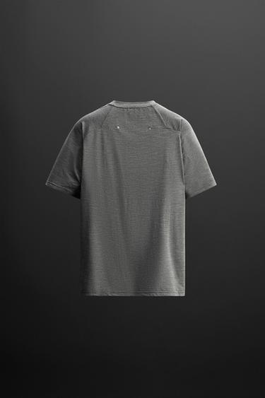 PERFORATED TEXTURED T-SHIRT - White / Grey by Zara - Image 6