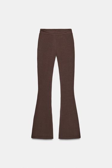 Zara FLARE INTERLOCK PANTS - Brown - Image 0